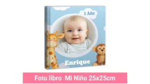 Libro de fotografias impresas, con tamaño 25x25 cm para niños.