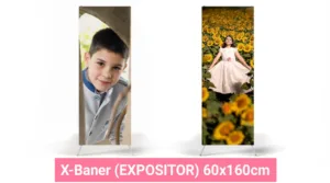 Fotos impresas en lona con soporte. Expositores 60x160cm.