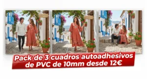 Pack de tres cuadros de PVC autoadhesivos.